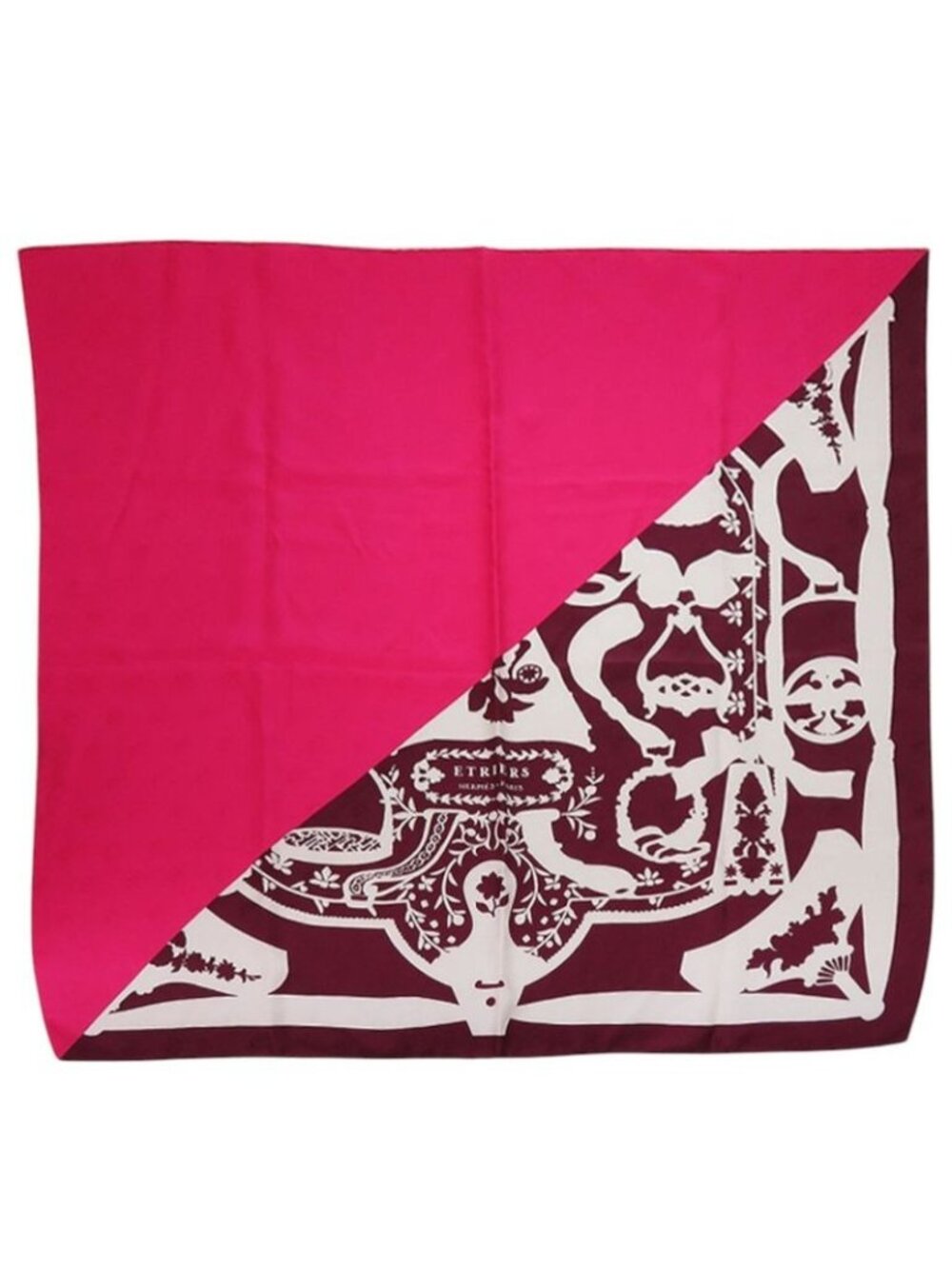 Hermes Carre 90 Cadrige Etrier Tattoo Silk Pink Scarf 0394
